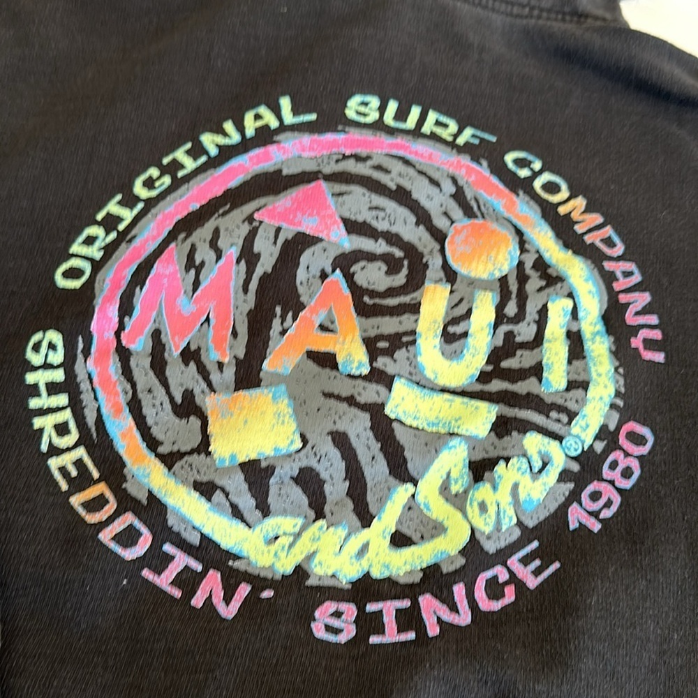 Vintage Y2K Maui and sons original surf Company shredding 1980 multicolour Lg